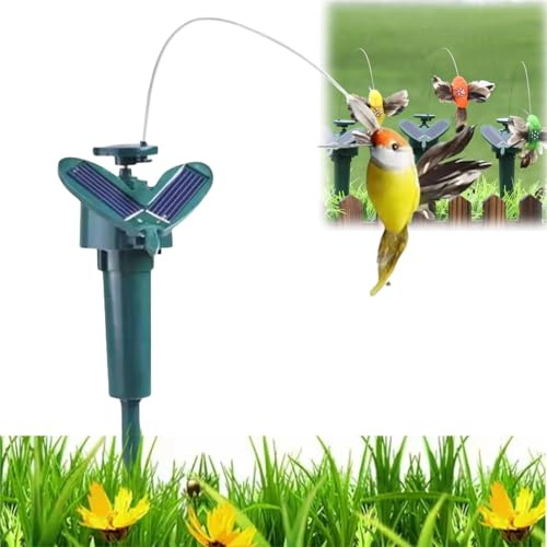 Solar Or Battery Fluttering Hummingbird,Floating Bird Wobble,Solar Powered Garden Ornaments,Outdoor Decoration for Garden Yard Staking Plants,Send The Color by Random