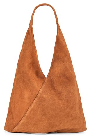 Caspar große Damen Wildleder Schultertasche Hobo Bag Shopper Tasche aus samtweichem Veloursleder - PREMIUM LINE - Modell No.863 - Made in Italy