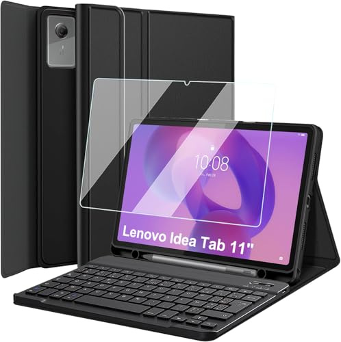 Nanhent Clavier Coque pour Lenovo Idea Tab 11 Pouces 2025 Tablette TB-336ZU TB-336FU, AZERTY Français Amovible Bluetooth sans Fil Clavier Étui Housse avec Verre Trempé Protection écran