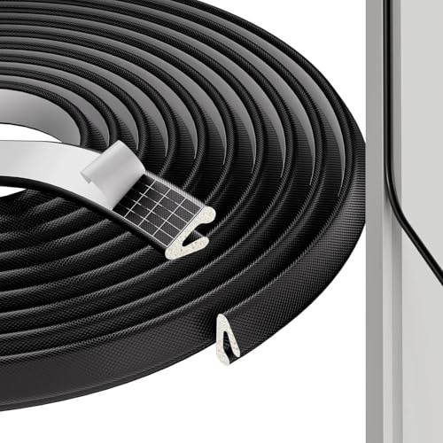 6M Draught Excluder for Doors Windows - Black V-Shape Foam Tape for 0.2-0.75mm Gaps, Self-Adhesive Weather Strip for Soundproofing, Insulation, Against Cold Draught, Anti-Collision, Waterproof
