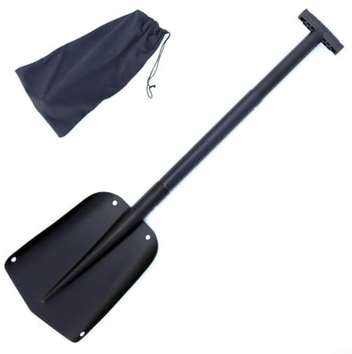 CWOQOCW Pelle à neige télescopique avec poignée pliable et sac de transport pour dégivrage et utilisation dans le jardin, extensible d'environ 63 à 82 cm (noir)
