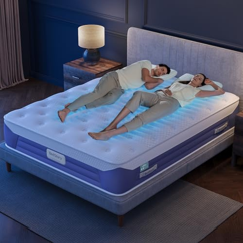 BedStory Queen Mattress 12 inch, Premier Cooling Hybrid Mattress Plush Feel with Gel Memory Foam for Luxury Sleep, 5-Zone Support for Pressure Relief, CertiPUR-US Certified, 365 Night Trial
