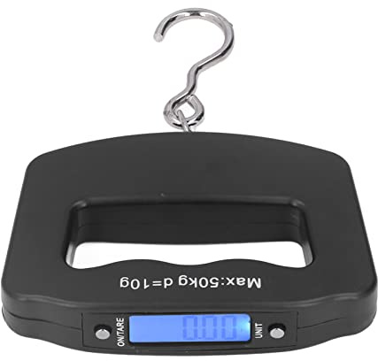 Huairdum Fiskvåg Digital Vikt, 110 Lb 50 Kg Bagagevåg Travel Digital LCD-skärm Bärbar Elektronisk Fiskvägning Hängande Stort Handtag för Shopping Fiske Hushåll