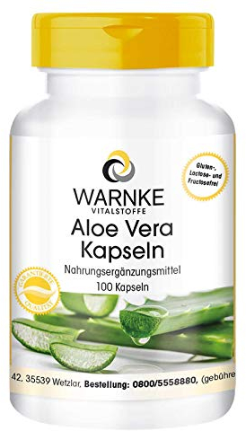 Aloe Vera 200:1 per dose giornaliera arricchita con Vitamina C - Vegan - 100 Capsule | Warnke Vitalstoffe - Qualità da farmacia tedesca