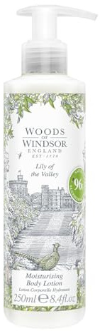 Woods of Windsor Loción Corporal, Hidratante Corporal Floral para Mujeres, Crema Corporal de Rápida Absorción para Ayudar a Suavizar e Hidratar la Piel, Aroma de Lirio de los Valles 250ml