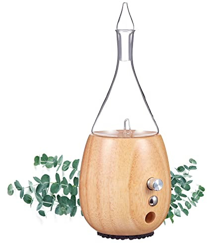 Organic Aromas Raindrop 2.0 Aromatherapy Diffuser for Essential Oil, Waterless Glass Nebulizer w/Auto-Off Switch, BPA Free - Lightwood