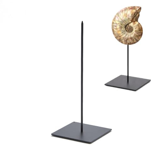 NaDeco Metallständer Schwarz 8x8x20 cm mit Dorn Ø5mm | Skulpturenständer & Treibholzständer | Dekoständer Metall für Naturdeko, Objekte, Holzkunst | rutschfest & Stabil | Sockel für Skulpturenㅤ