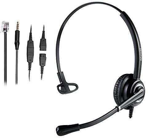 MAIRDI Phone Headset with Microphone Noise Canceling, with RJ9 & 3.5mm Jacks for Multiple Devices, Office Headset for Call Center Telephone, Work for Yeaklink IP Phone Landline Cell Phone PC Laptop