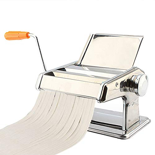 Máquina para pasta manual con manivela, máquina para hacer pasta fresca en casa, de acero inoxidable, sacapastas, laminadora para tallarines, espaguetis, lasaña/ravioli