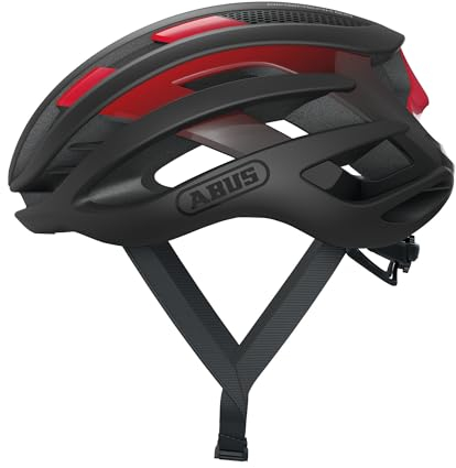 ABUS Rennradhelm AirBreaker - High-End Fahrradhelm für den professionellen Radsport - für Jugendliche und Erwachsene - Helm für Damen und Herren - Schwarz/Rot, Größe M