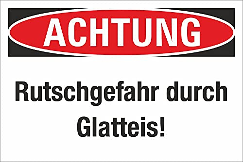 WERBEPUNKT. Schild Achtung Rutschgefahr Schnee Glatteis Hinweisschild 3 mm Alu-Verbund 450 x 300 mm