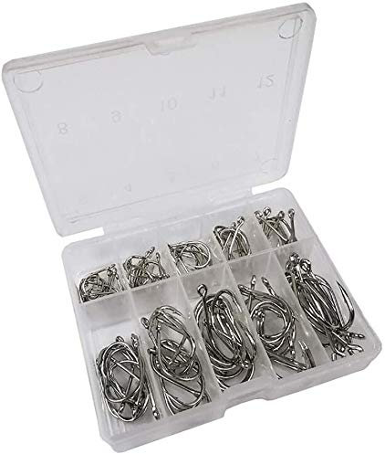 100 x Fishing Hooks Curve Shank Professional Carp Hair Rigs Game Coarse Bass Trout Salmon Perch Sea River Lake Bait Worm Game Tackle Box Compartment Storage Small Lid Lidded Waterproof