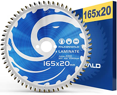 FALKENWALD Hoja de sierra circular (165 x 20, ideal para laminados, compatible con Makita y Bosch)