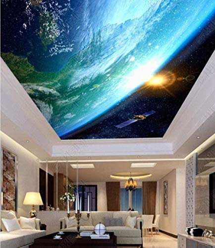 3D Wandbild Tapete Decke Weltraum Erde Satellit Universum 3D Kinderzimmer Tapete Poster Foto Tapete Junge Mädchen Schlaf Tapete Wanddekoration fototapete 3d Vlies wandbild Schlafzimmer-400cm×280cm