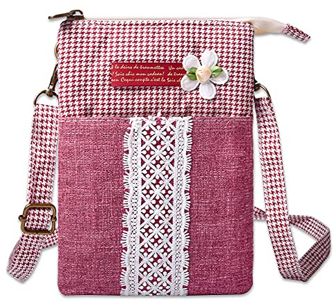 Melofo 3D Flower Canvas Cell Phone Purse Wallet Crossbody Handbags Lightweight Shoulder Bag with Adjustable Shoulder Strap for Women Kids Girls Lady Gift for Birthday Holiday Christmas Coin Purse