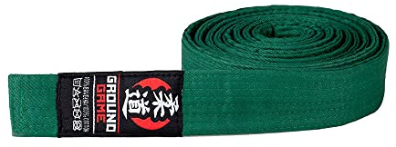 Ground Game Judo Gürtel für Erwachsene | Kampfsport Gürtel Grün | Judogürtel 260-340 cm | Budogürtel 100% Baumwolle | ca. 4 cm breit