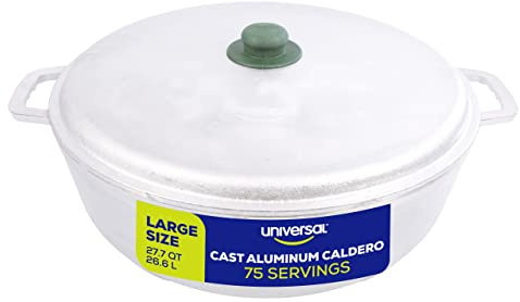 Universal (Professional Extra Large) Caldero 75 Cups - 27.7 QT / 26.6 L, Stainless Aluminum Pot, Even Heat Distribution and Fast Cooking Dutch Oven Pot with Ergonomic Handles, Ideal for Rice, and More