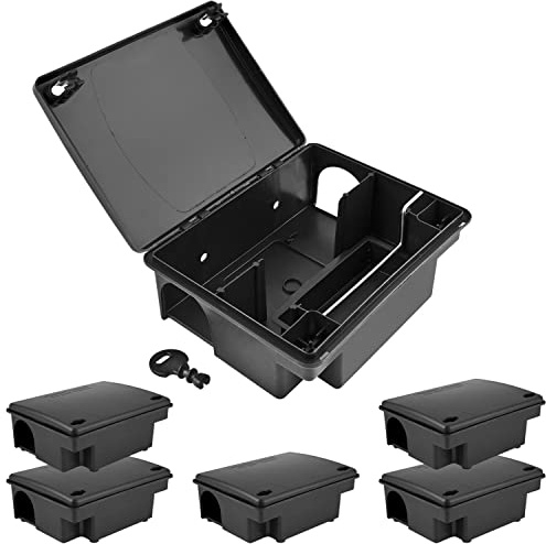 Petigi Rattenköderbox, Köderbox für Ratten und Mäuse, Köderstation zur Nagetierbekämpfung und Rattenabwehr, Kinder- und Haustiersicher, Modell 01 Ratte/Maus (Kompakt), Anzahl: 6