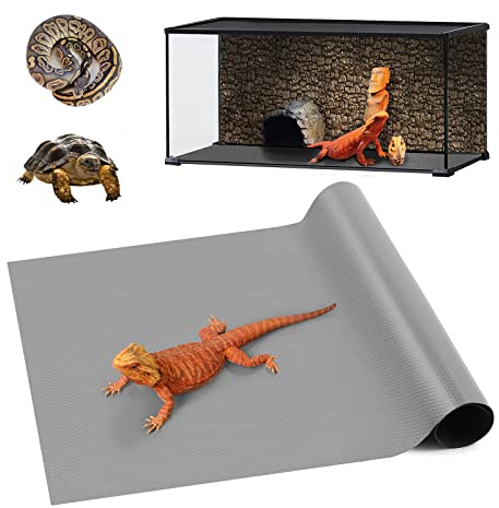 Reptilienteppich, Bartagamen-Tank-Zubehör, Terrarium-Auskleidung, nicht klebender Terrarium-Teppich für Bartagamen, Leopardengecko, Schlange, Eidechse, Schildkröte, Leguane, Reptilien-Tank, Grau (45,7