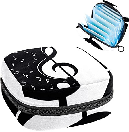 Aufbewahrungstasche für Damen, Menstruationstasse, Tampon-Tasche, Perioden-Pads-Halter, Organizer für Frauen und Mädchen, Schwarz und Weiß