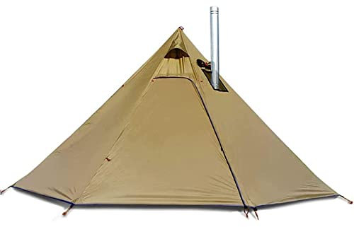 Campingzelt, Campingzelt im Freien, Pyramiden-Glockenzelt aus Baumwollleinen, doppellagige Familienzelte, perfekt für Rucksacktouren, Camping, Wandern