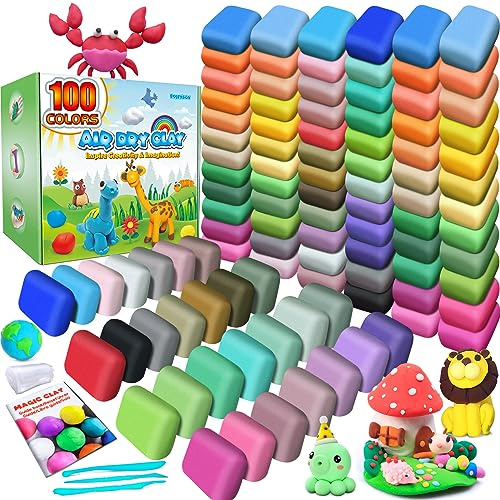 ESSENSON Air Dry Clay 100 Colors, Modeling Clay for Kids, DIY Molding Magic Clay, Gift for Kids