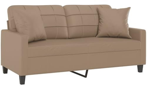 vidaXL Sofa 2 Sitzer, Couch mit Zierkissen, Liegesofa für Wohnzimmer, Polstersofa Sessel Relaxsofa Loungesofa Relaxcouch, Cappuccino Braun Kunstleder