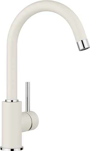 BLANCO MIDA | Küchenarmatur in softweiß | Hochdruck | Rückflussverhinderer | [10,6x18,5x32,7 cm] | Gesicherte Wasserqualität & wassersparend | Keramik Kartusche