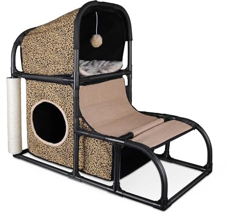 Goetland Modern Katzenbaum Klein Kratzbäume für Katzen - Bett, Haus, Höhle & Kratzsäule - 85 cm