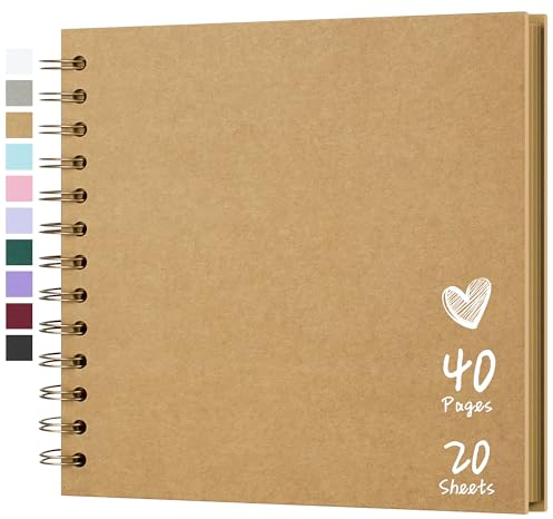 Hiwhy Fotoalbum Scrapbook 18x18 cm 40 Seiten DIY Scrapbook Hartes Kraftpapier Baby Erinnerungsbuch Familie Geburtstag Hochzeit Jahrestag Scrapbook, Gelb