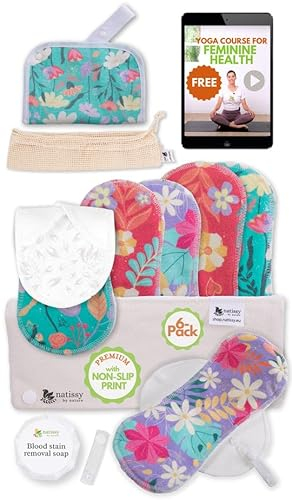 Binden waschbar Bio Baumwolle mit rutschfester Druck; 6-Pack (L+XL) Premium Linie Stoffbinden; wiederverwendbare Damenbinden Nacht; Waschbare Baumwollbinden starke Blutung für sorgenfreie Periode