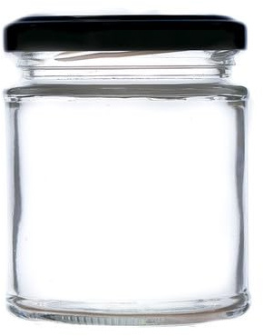 190ml Deluxe Glass Food Jam Jars with Airtight Lids suitable for Marmalade, Honey and Home Preserving (Black Lid, Pack of 100)