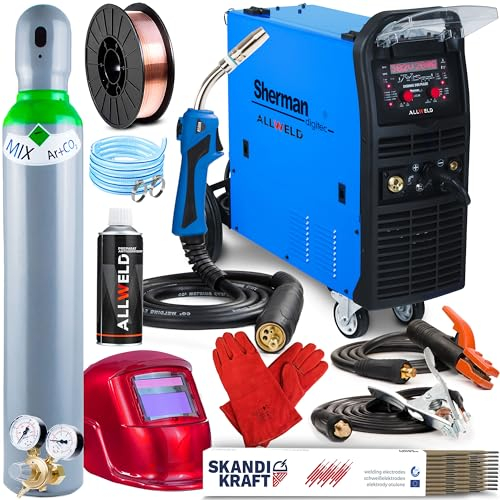 Sherman DIGIMIG 300 PULSE - poste a souder mig avec gaz 300A 400V - synergie - soudage: MIG/MAG, MMA, TIG Lift - 4 roulettes, mémoire des réglages, euroconnecteur - torche 4m - Kit ProPlus