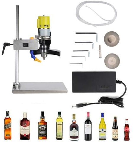 QUTBAG Elektrisches Glasflaschenschneider-Set, Glashandwerk-Schneidewerkzeug-Set mit 7 Geschwindigkeitsstufen, 6000 U/min Flaschenschneidemaschine für DIY-Schneiden, Kunsthandwerk, Dekoration
