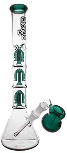 Chongz Glass 37cm 5mm 'Nasty' Triple Percolator waterpipe bong (Teal accents)