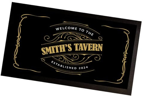 VT101 Tapis de bar personnalisé Doré vintage avec votre nom
