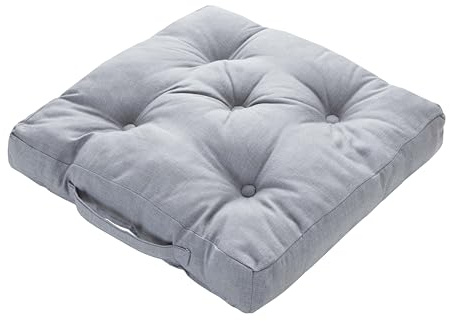 Armchair Booster Cushion Pad 50 x 50 x 10cm Large Square Floor Cushion Seat Pad (silver)