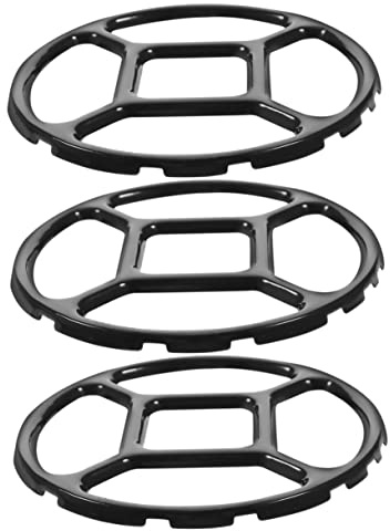 Cabilock Soporte para Quemador de Estufa de Gas Negro de Esmalte, Rejilla Antideslizante para Hornillo Pequeño Control de Calor, Pack de 3 Piezas para Cocina Segura