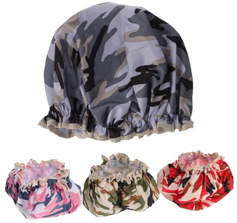 CALLARON 4pcs Reusable Shower Cap for Adults Bath Cap Elastic Band for Hair Braids and Travel and Lightweight Design