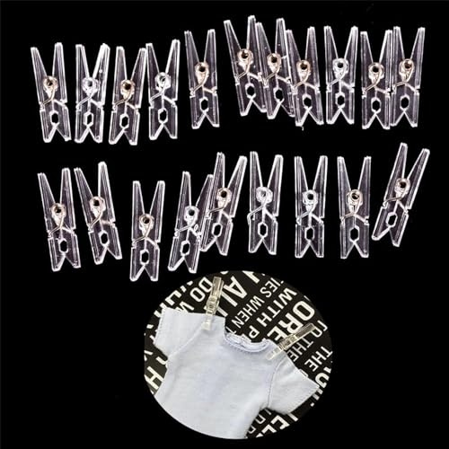 20Pcs Clear Plastic Clothes Pins, Clothes Line String Clips, Mini Clothes Pins Photo Paper Peg Pins Craft Clips, Home Storage and Organization (2.5cm)