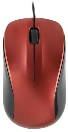 watiowave Optische Maus mit Kabel, 1200 DPI, Rot, ideal für Arbeit und Unterhaltung auf Computern und Laptops.