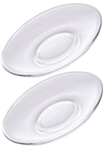 GRIRIW 2 Pezzi Sottobicchieri Vetro Trasparente Rotondi Eleganti Piatti Decorativi per Tazze da tè Snack e Dessert Pratiche Versatili e Resistenti Riutilizzabile