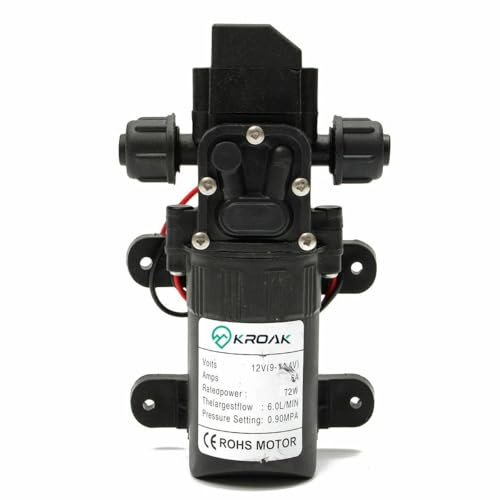 High Pressure Pump DC 12V 6L Per Minute Flow 130PSI Diaphragm Self Priming Water Pump with Automatic Switch for Car Wash Boat Cleaning Garden Irrigation Agricultural Spraying Camping Use (Type I)
