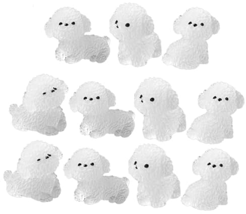 BESTonZON 12 pièces Figurines Chien Résine Lumineuses Miniatures Décorations Jardin Animaux Cadeau Noël