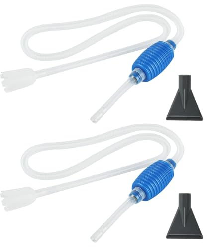 2 StückAquarium Reinigungsset mit Schlauch, 150cm Aquarium Wasserwechsel Pumpe mit Schlauch, Flexibles Mulmsauger Aquarium Sauger Handpumpe Wasserwechsel & Filter Sandreinigung, mit 2 Düsen
