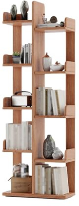 Libreria angolare in legno massello a 3-5 livelli, libreria verticale curva creativa, scaffale for libri e riviste(Color 2,5-tier)