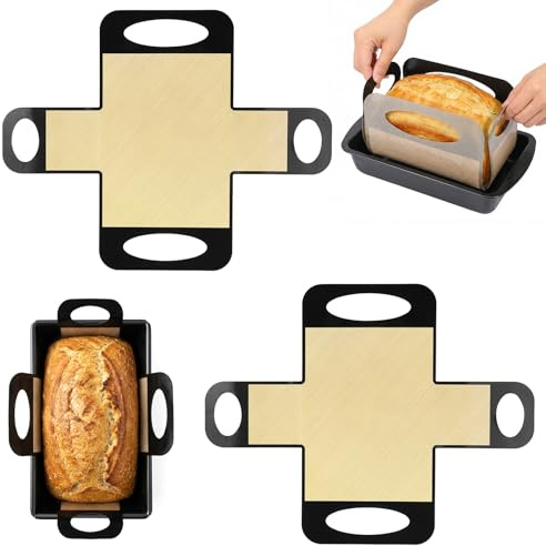 Silicone Bread Loaf Pan Liners, 2Pcs Reusable Bread Baking Mat with 4 Handles - Non-Stick Sourdough Sling Easy Clean Dough Transfer Baking Mat for 9x5 or 1.5lb Loaf Pans