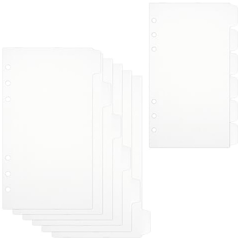 6 Blätter Ordner Trenner A6, Transparenter Plastik Aktenordner Trennblätter | 6 Loch Aktenordner Trennblätter Register A6 für Ringbuch Notizbuch Planer