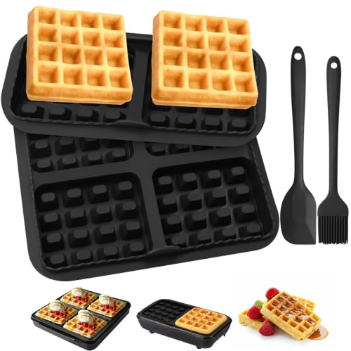 Airfryer Accesorio para gofrer, 4 unidades, molde de silicona airfryer para freidora de aire caliente, juego de forma de gofres, cepillo de aceite, raspador para freidoras de aire caliente, hornos y
