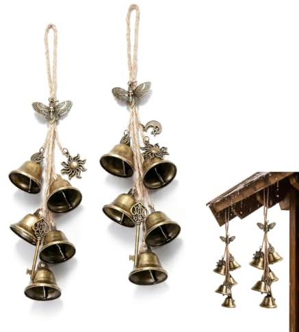 Zlokdraxy Windspiel Metall, 2 Stück Handgefertigte Hexenglocken - Garten Windspiele für Draußen Hängend, Ornamente für Veranda, Balkon & Fensterdekoration, Klangspiel für Garten
